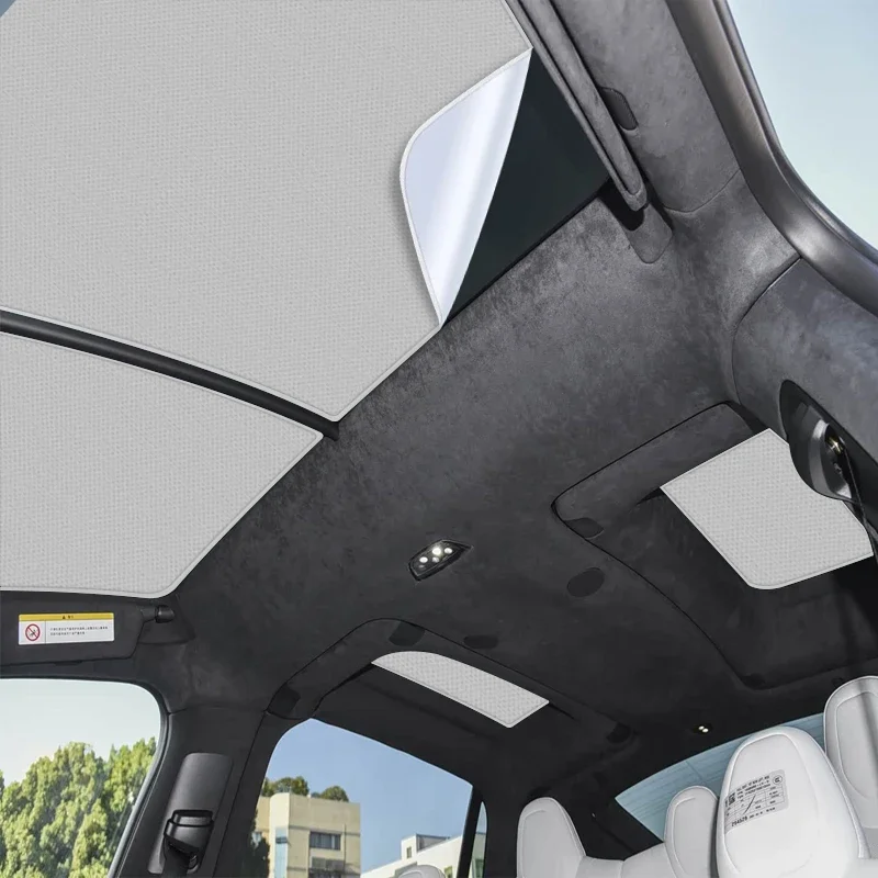

Tesla Model X 2019-2026 Suede Fabric Electrostatic Adsorption Sunroof Sunshade - Anti-UV Heat Insulation