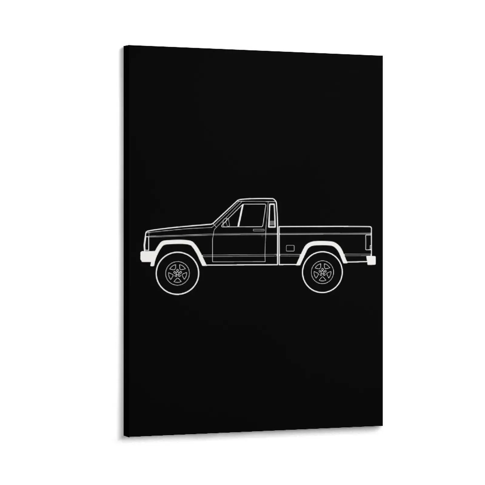 

USA shor bed pickup truck Clear white outline Canvas Painting decorative frames wall room Luxury living room decoration