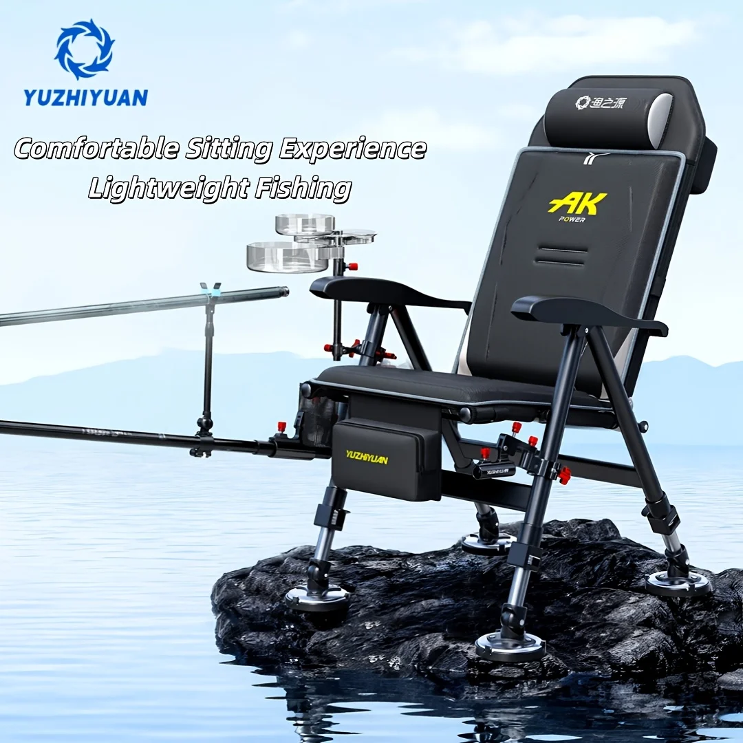 Yuzhiyuan Folding European Fishing Chair, 4-Stage Adj Backrest & Quick-Release Legs, All-Terrain Stability, Sit & Lie Design