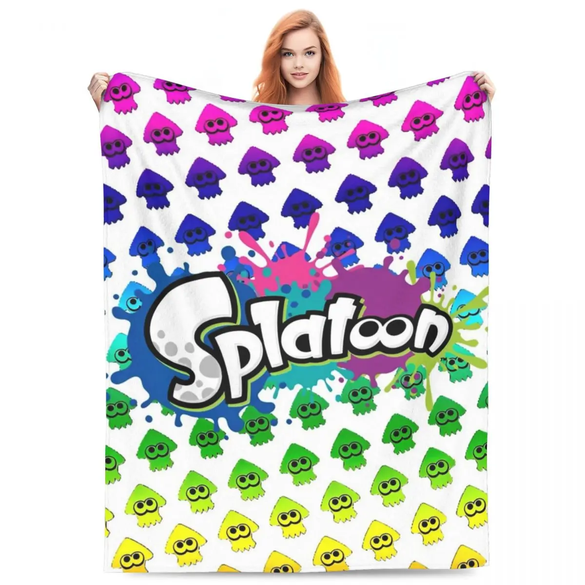 Splatoon Knitted Blankets Fleece Inkling Video Games Ultra-Soft Throw Blankets for Home Couch Bedspread