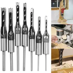 HSS Twist Drill Bits Woodworking Drill Tools Kit Set Square Auger Mortising Chisel Drill Set Square Hole Extended Saw 6.0mm~16mm