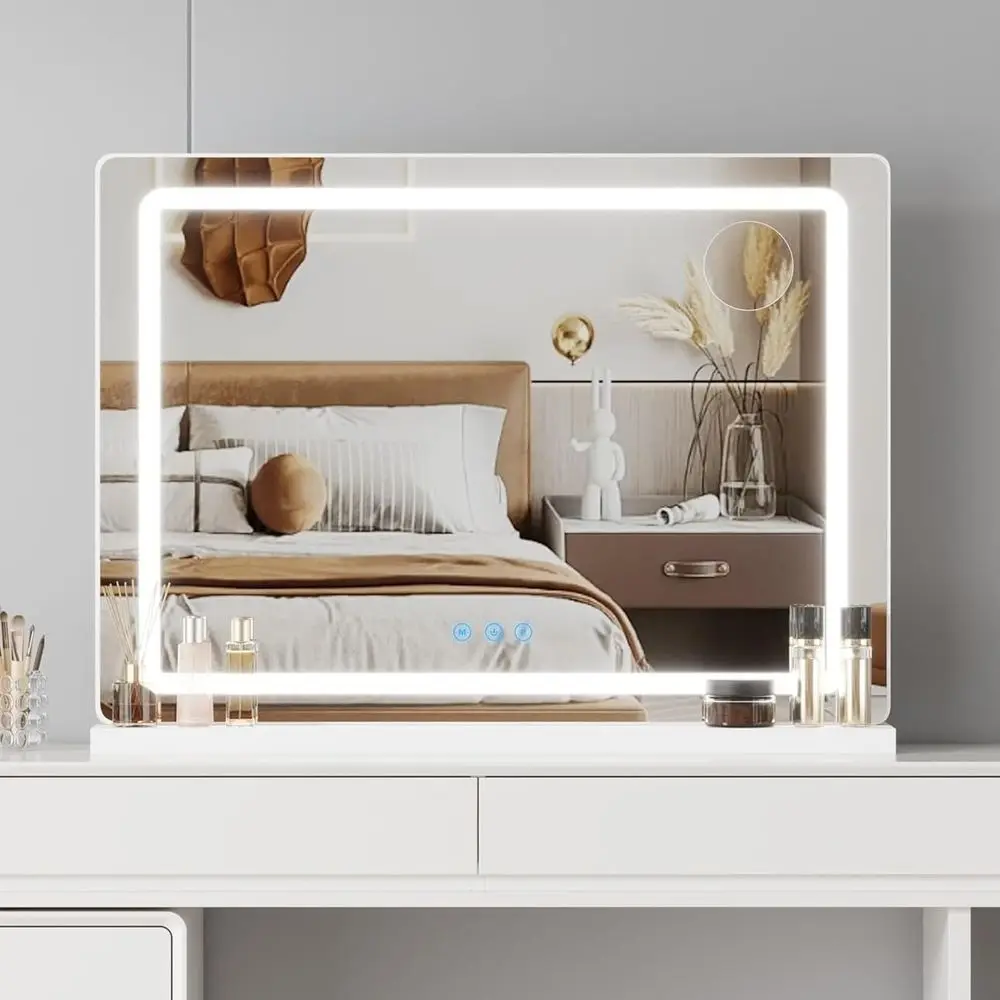 Vanity Cosmetic Mirror with LED Lights, 58 x 45cm Large Makeup Mirror with Dimmable 3 Lighting Modes