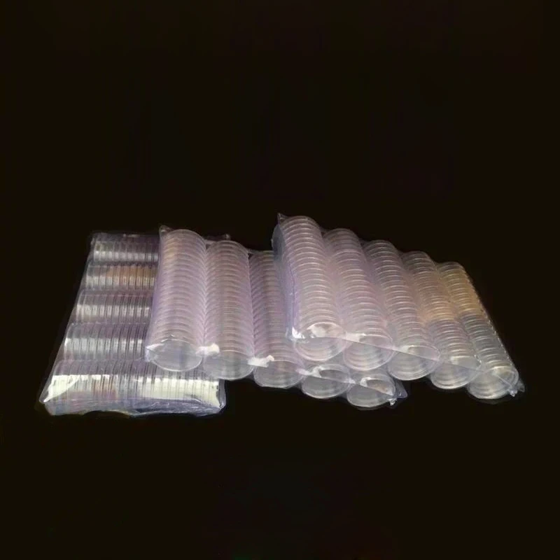 100 Count Clear Round Plastic Coin Capsules Containers with Cases for 27mm Transparent Protection for Display and Storage