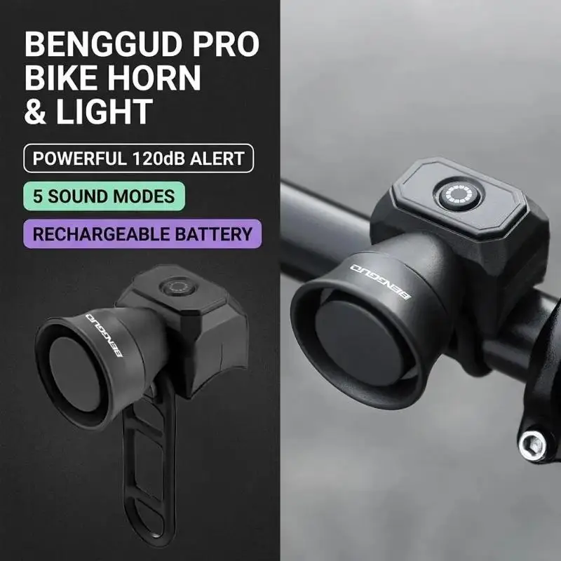 Electric Bicycle Horn 120DB Super Loud Sound IP4 Waterproof Type C Rechargeable For Road Mountain Biking Daily Commute▪ view 2