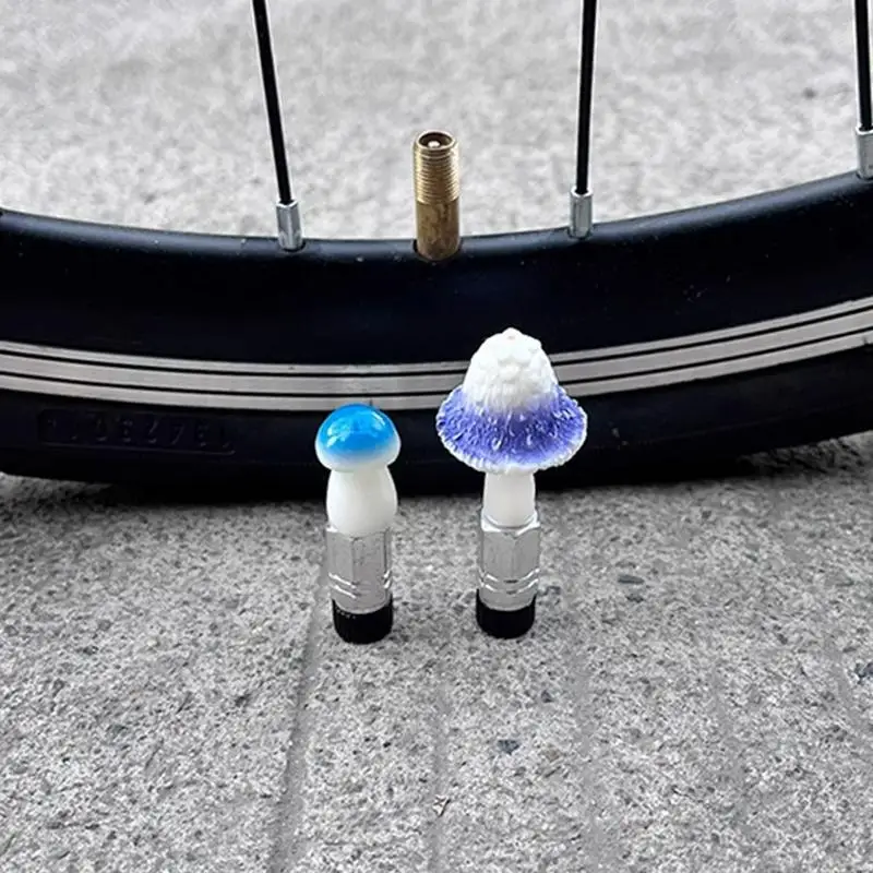 Tire Valve Cap Leak-Proof Mushroom Valve Cap 4pcs Funny Stem Covers With French Valve Adapter Tire Decoration For Vehicles