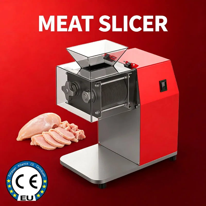 Automatic Meat Slicer With Stainless Steel Knife Group Detachable Electric Meat Cutting Machine For Slicing Shredding Diced Meat