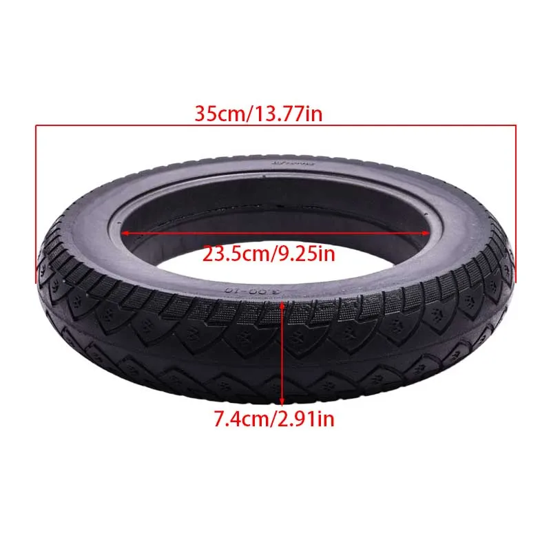 Standard 3.00-10 solid tires, high-density thickened tires, not easily deformed by compression, suitable for 10 inch electric sc
