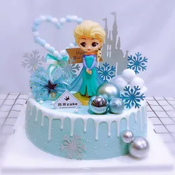 Disney Frozen Theme Cake Decoration para meninas, Anna e Elsa, Princess Furnishing Articles, Caketopper para festa de aniversário, Bolo Decor Supplies