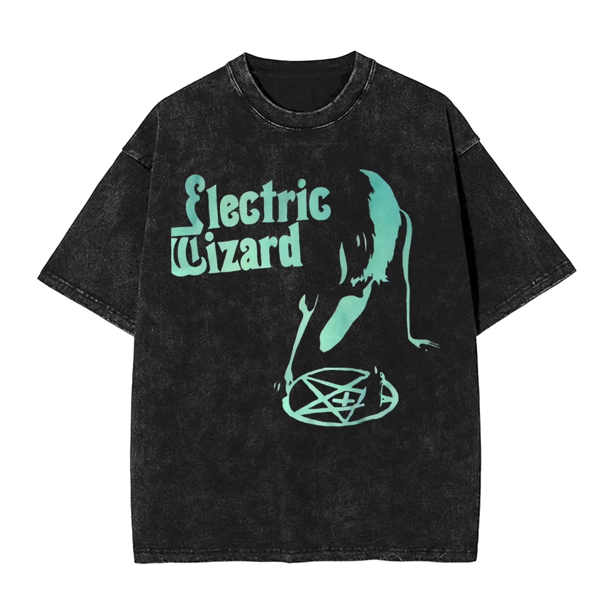 Washed T Shirt Electric Wizards Metal Album Hip Hop Fashion T-Shirt Street Streetwear Short Sleeve Tops Tee Shirt for Men Women