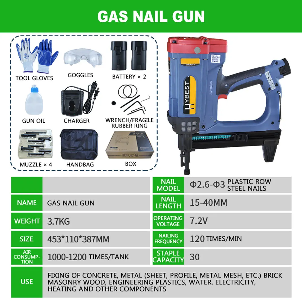 Gas Nail Gun Cement Gun Nail Gun Special Gun Woodworking Concrete Door And Window Wire Groove Fixed Artifact