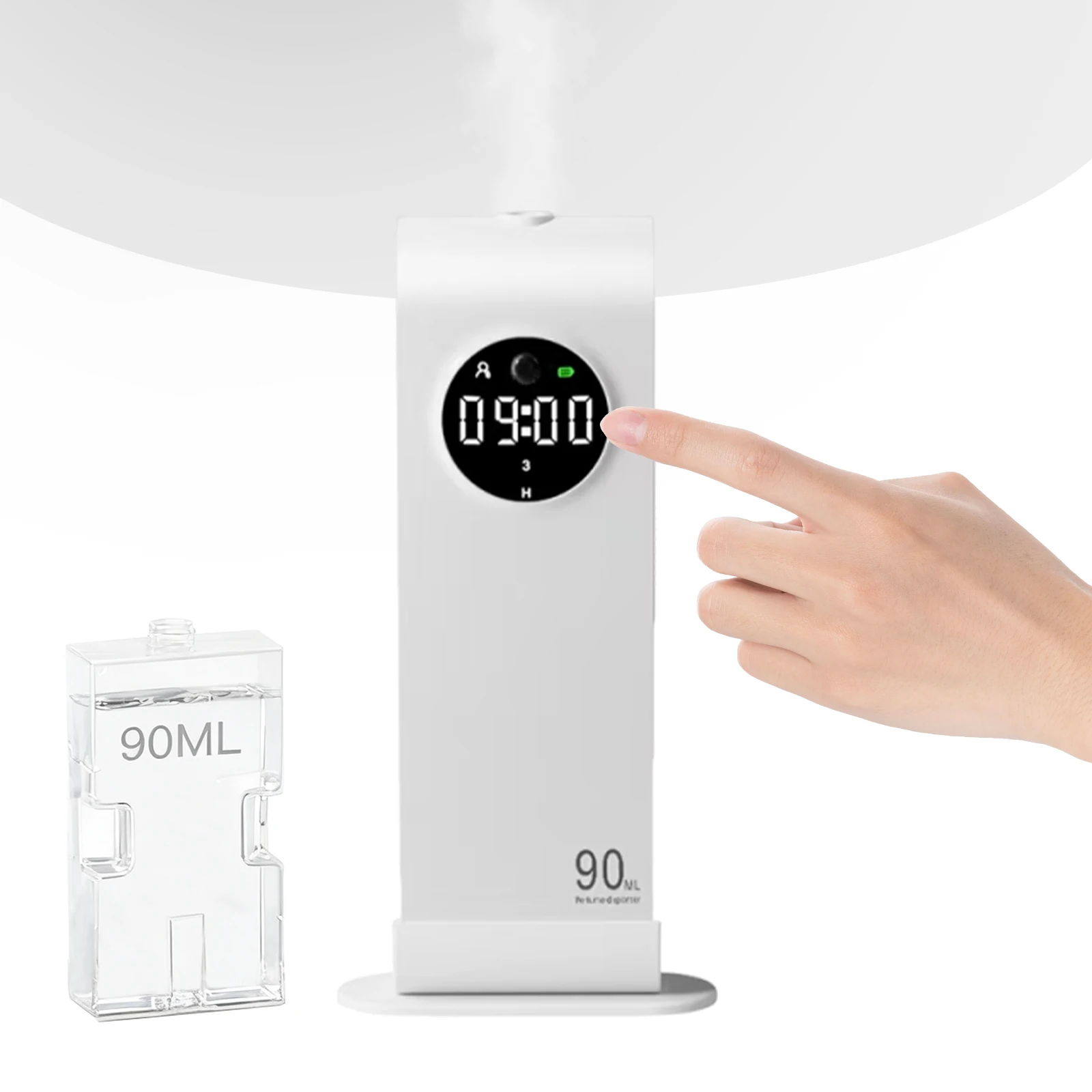空気加湿器-90ml-ナイトライト付き-アロマセラピーマシン-スマートセンサー付き-空気清浄機-家庭用-浴室-リビングルーム-トイレ用