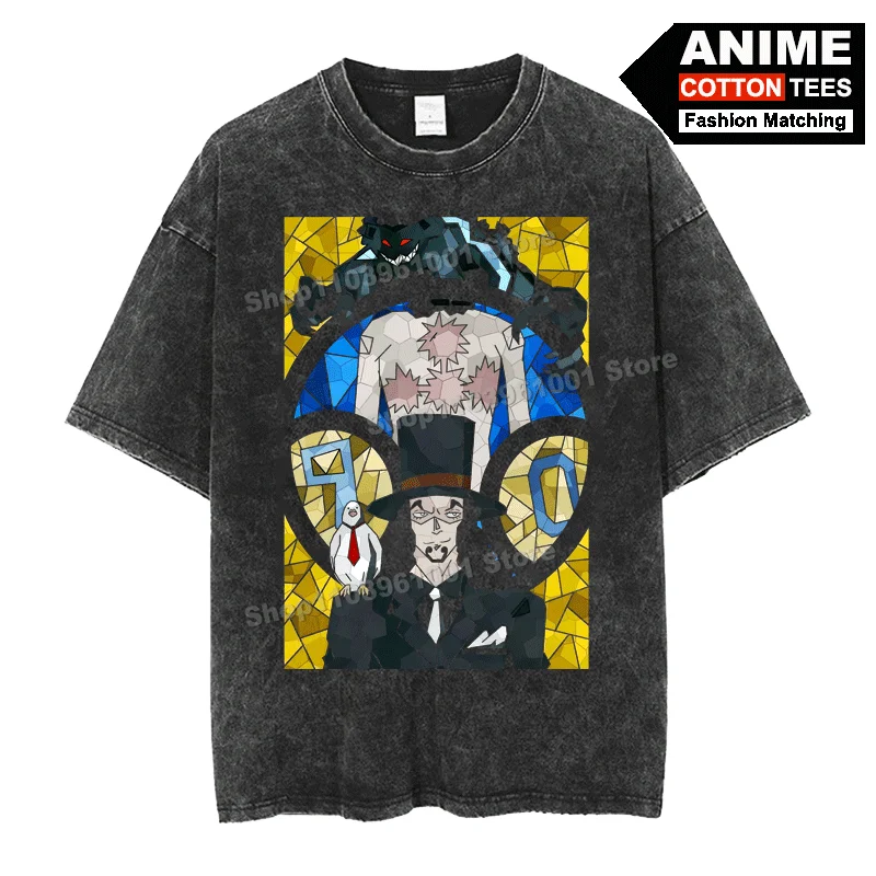 

Anime ONE PIECE - Rob Lucci Print T Shirt y2k Harajuku Fashion Men Women Short Sleeve Cotton Retro Washed Street styl Loose Tees