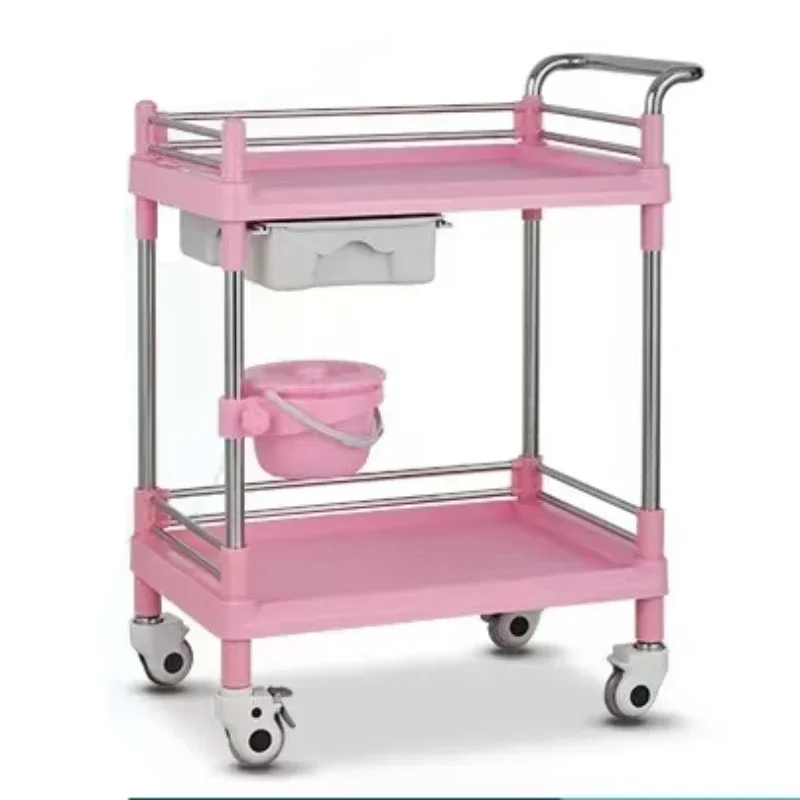 Hospital Trolley With Two Shelves Medical trolley Mobile Multi-function Instrument Trolley