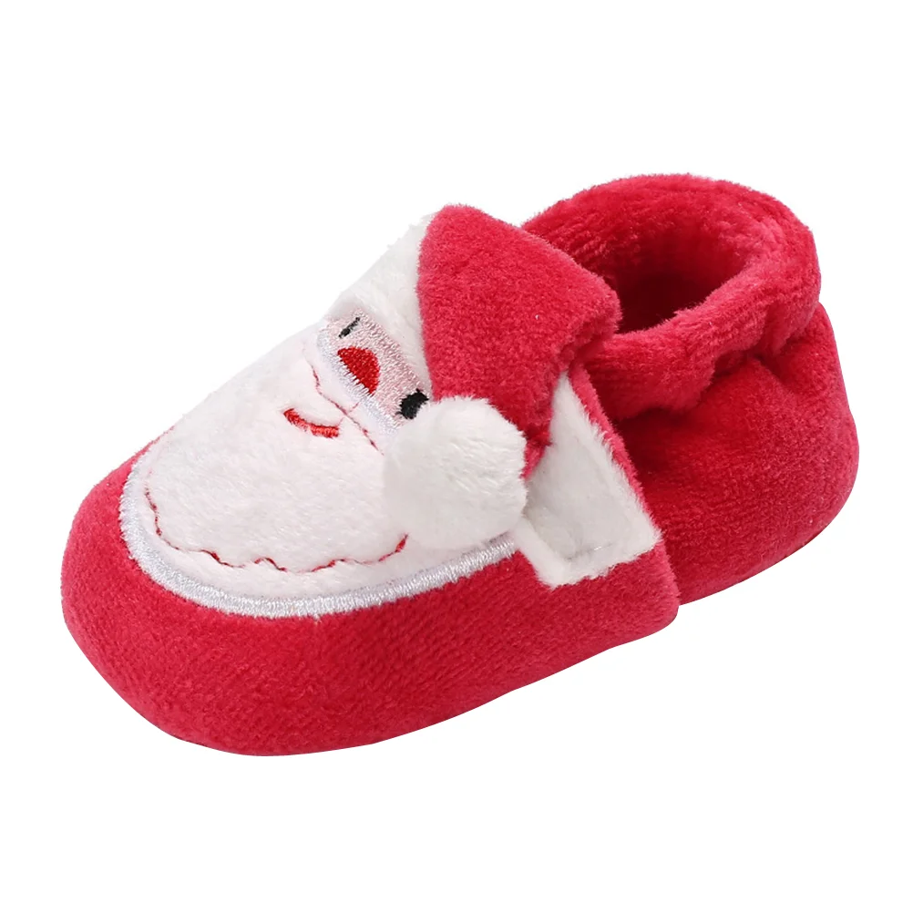 1 Pair of Baby Christmas Boots Slipper Shoes Infant Newborn Booties Toddler Winter Warm Prewalker for Boy Girl 11CM Long (Red)