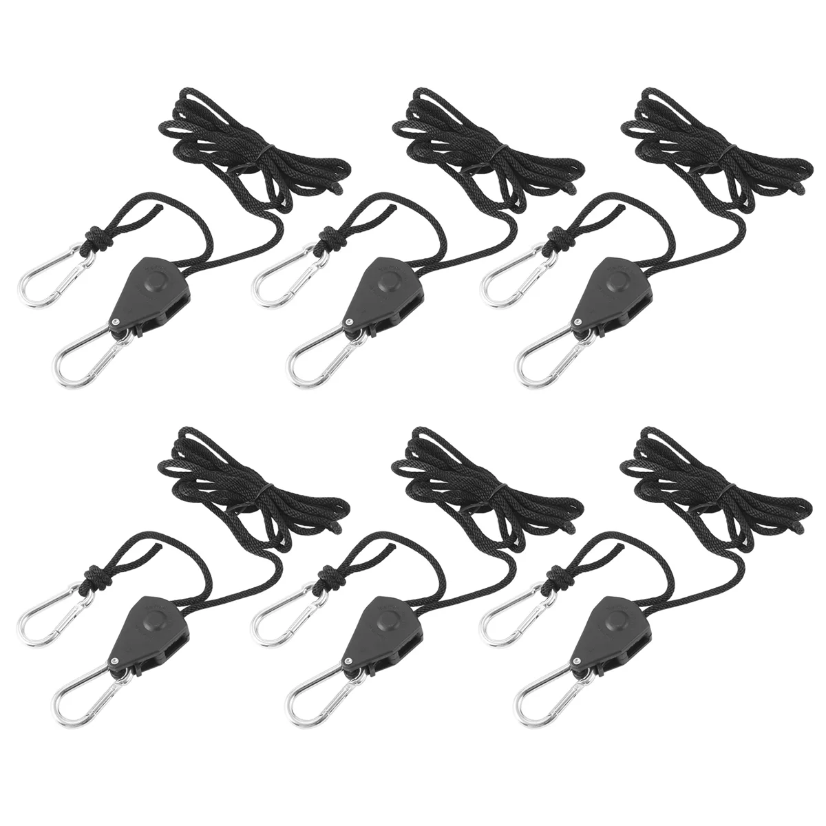 6Pcs 1/8 Inch Heavy-Duty Adjustable Growth Light Ratchet Rope Hanger, Used for Gardening of Growing Lamps