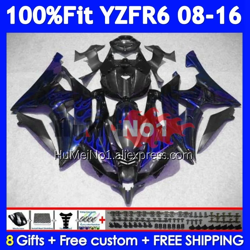 OEM Kit For YAMAHA YZFR6 YZF600 YZF R6 600 R 6 358No.98 YZF-R6 YZF-600 2008 2009 2010 2011 2012 13 14 15 16 Blue flames Fairing