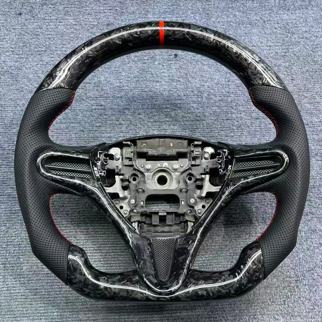 Real Carbon Fiber Steering Wheel with Leather For Honda Civic 8th Generation 2006 2007 2008 2009 2010 2011 Replacement