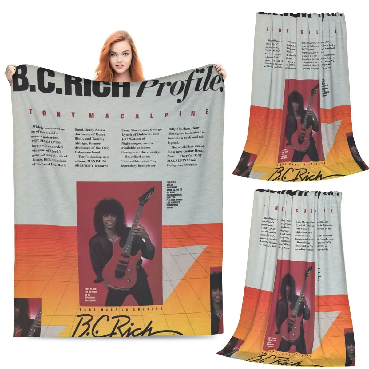 B.C.Rich Guitar Logo Blankets Soft Warm Flannel Throw Blanket Plush for Bed Living room Picnic Travel Home Couch