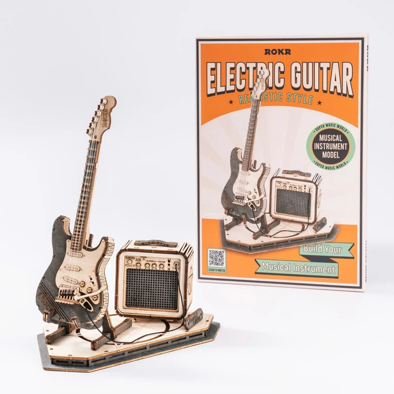 Wooden Guitar Model 3D Puzzle DIY Assembly Building Kit Creative Educational Toy Gift for Adults & Kids Christmas Present view 6