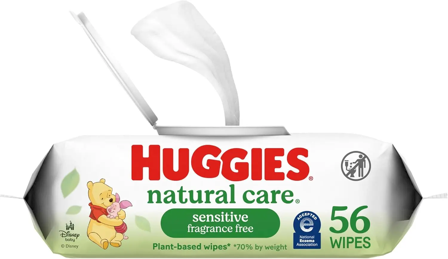

Sensitive Baby Wipes, Unscented, Hypoallergenic, 99% Purified Water, 56 Count Flip-Top Pack