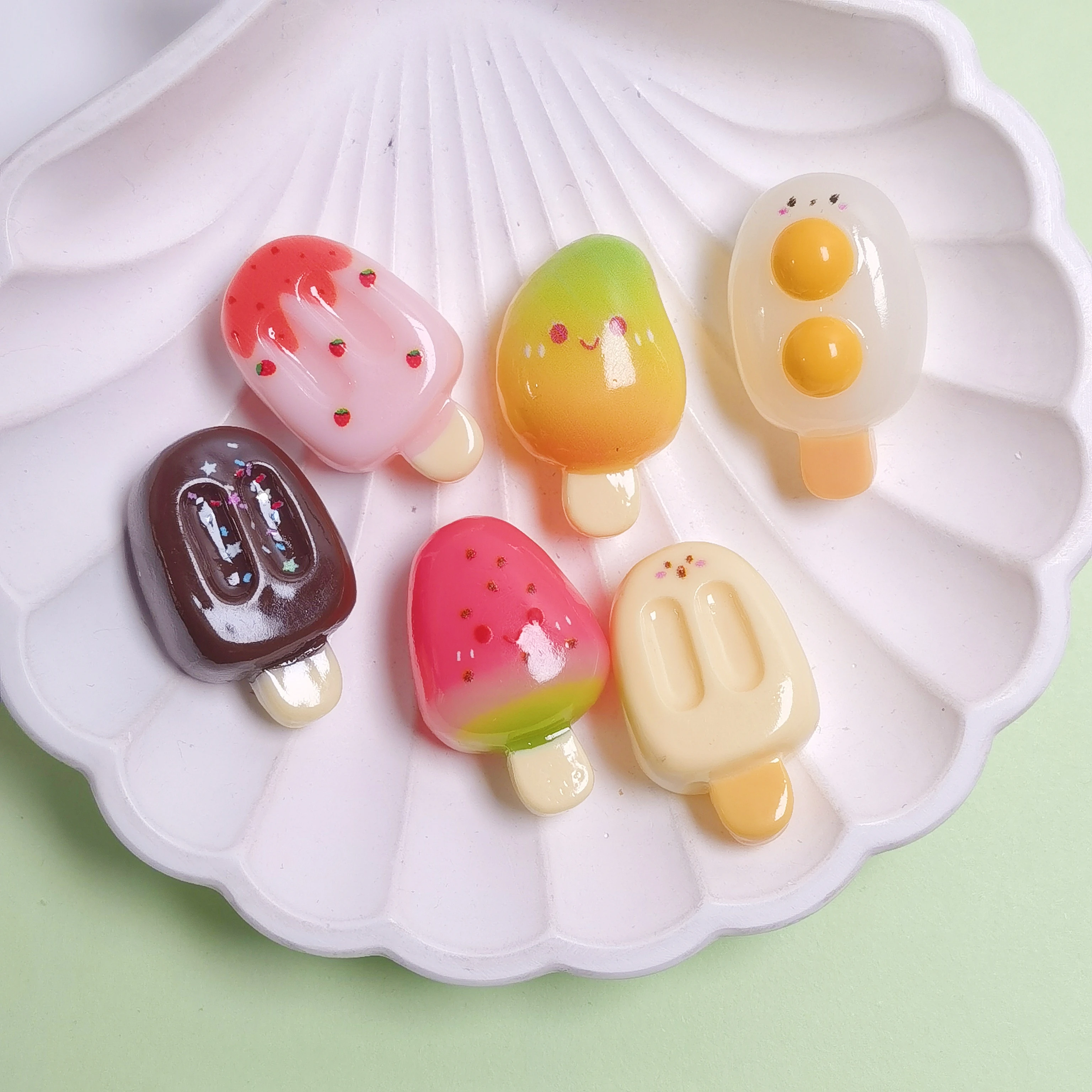 Resin Simulation Fruit Ice Cream Flatbacks Cabochon popsicle For DIY Dollhouse Craft Jewelry Making Accessories