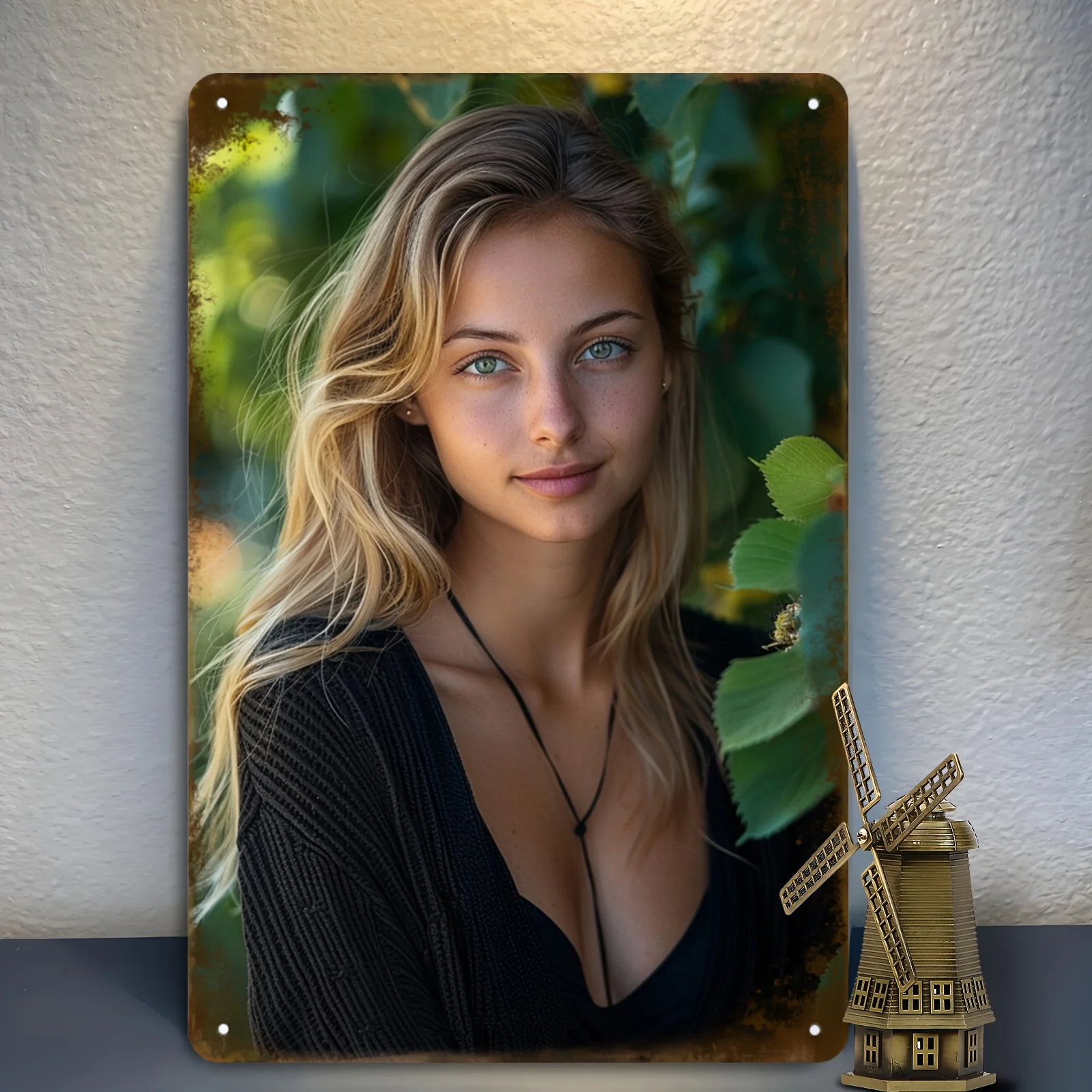 Retro-Wandkunst aus Metall für Frauen, 20,3 x 30,5 cm großes Vintage-Blechschild mit weiblichem Modell, Bar-Cave-Club-Dekor, ungerahmtes 2D-Flachgeschenk
