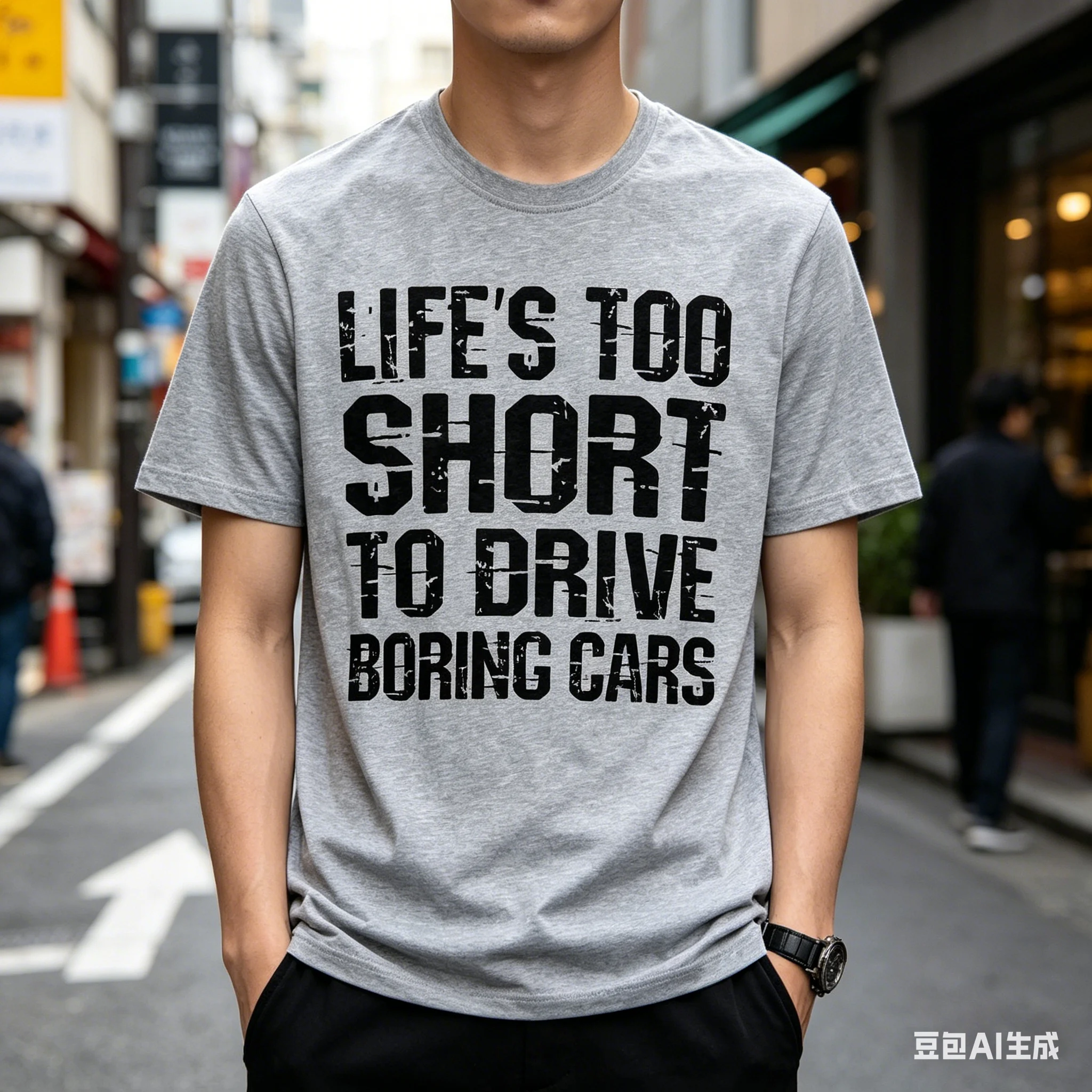 Life Is Too Short To Drive Boring Cars Summer Men's T-shirt Tracksuit Letter Print Crew Neck Short Sleeve Tops Casual Sportswear