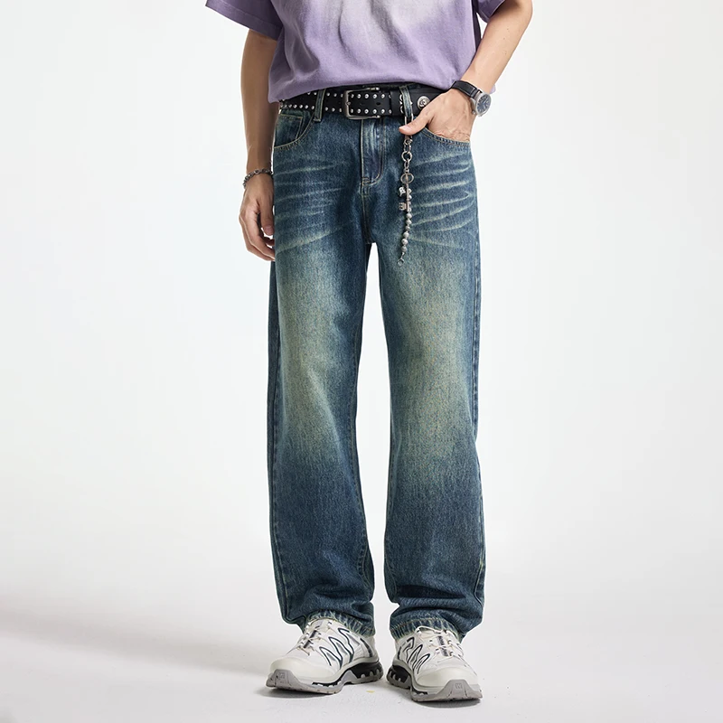 

2026 New Streetwear Loose Jeans Men Korean Style Fashion Loose Straight Wide Leg Denim Pant Youth Men's Brand Clothing Versatile