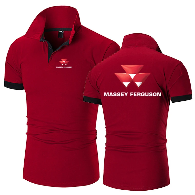 Massey Ferguson 2024 Men New Polo Shirts Stand Collar Breathable Sport T-shirt Summer Fashion All Match Short Sleeve Clothing