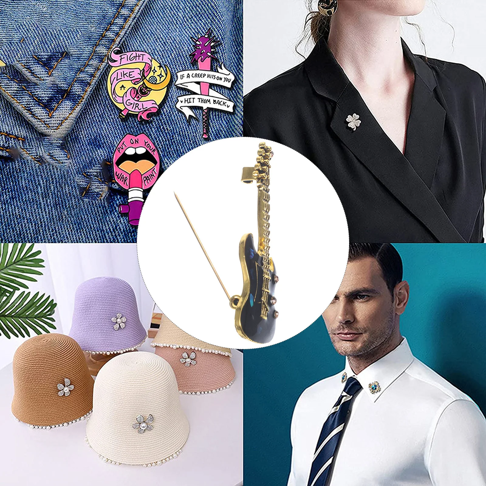 

Guitar Brooch Pin Metal Musical Lapel Pin Clothing Decoration Lovely Festival Brooch for Women Brooches for Women