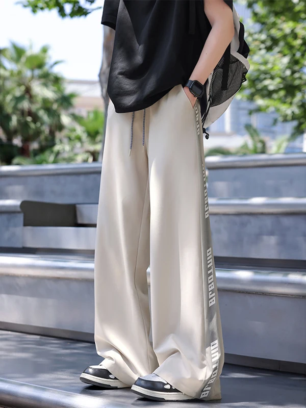 

Американские спортивные брюки из ледяного шелка, мужские летние тонкие брюки CleanFit, повседневные прямые широкие брюки, длинные брюки Cool Feeling