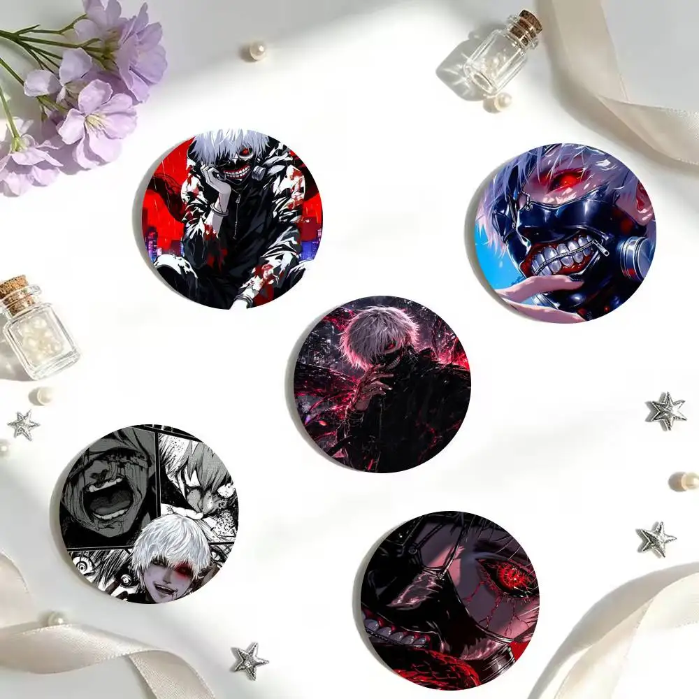 Anime Ken K-Kaneki Badges 25 32 44 58 75 mm Round Cosplay Pin Bag Decor Fans Collect Friends Gifts Brooch Souv