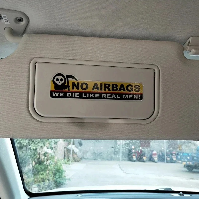Skeleton Head NO AIRBAGS WE DIE LIKE REAL MEN Car Sticker Decal Waterproof and Sunscreen Automotive decorative accessories