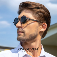 KINGSEVEN Brand Original Fashion Male Sunglasses Gothic Steampunk Polarized Men UV400 Glasses Round Frame Retro Causal Eyewear