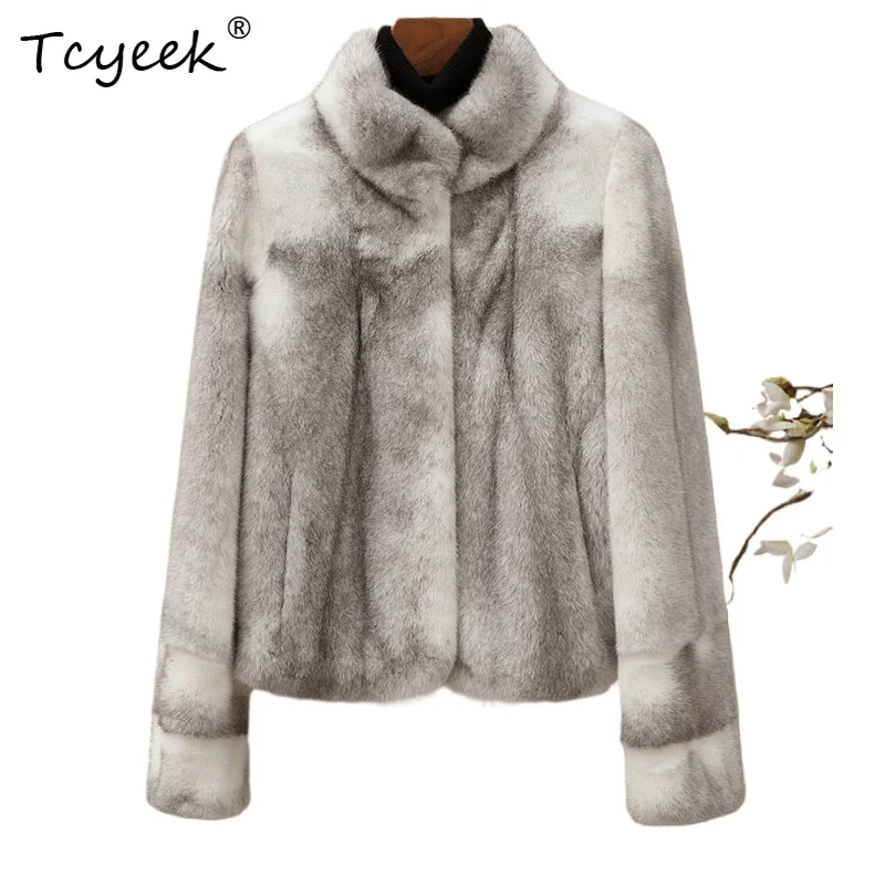 

Tcyeek Natural Cross Mink Fur Coat Woman Clothes Shrot Style Winter Jacket Women Warm Luxury Real Fur New in Coats Abrigo Mujer