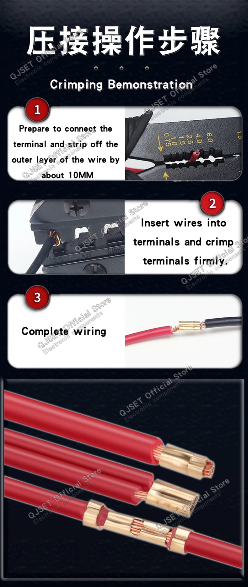 100 Stück DJ454 Drahtklemmen 0,5-6,0mm² U-förmige Kupferdraht-Crimpklemmen Kaltgepresste Verbinder Kabelschuhe für Drahtverbindungsklemmen DJ – Detail 3