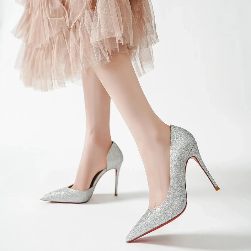 2025 Women's Pointed Toe High Heels Side Hollow Design Slim Comfortable Sexy Temperament Footwear for Ladies
