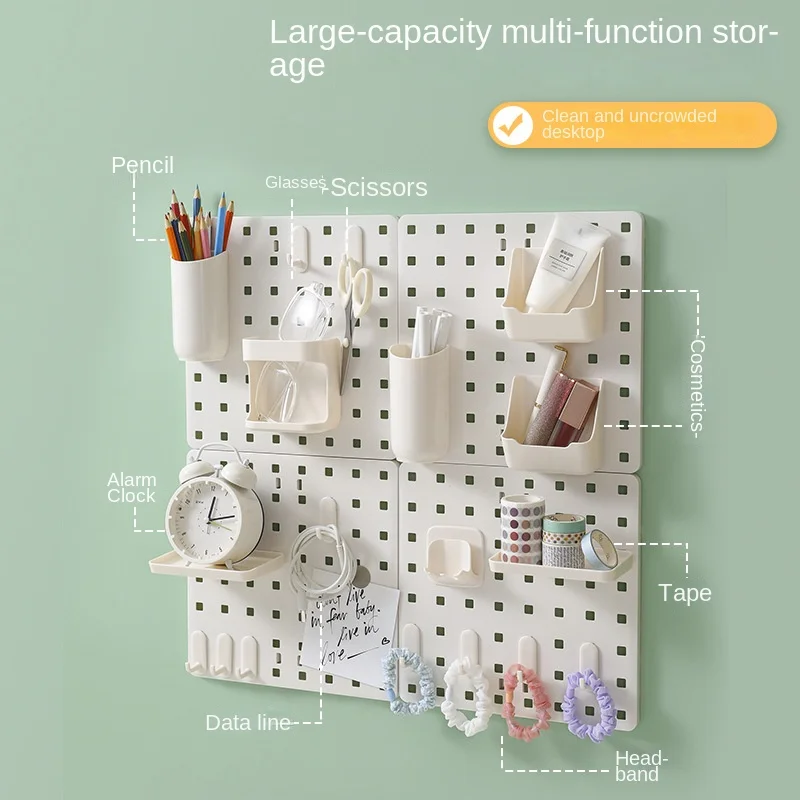 3873 Household Hole Board Wall Storage Rack Dormitory Display Rack Hanging Board Learning Desk Finishing Storage Partition Rack