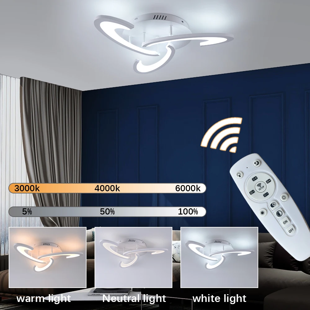 

Modern Ceiling Lamp Acrylic Led Chandelier Home Decor RC Dimming Plafond Pendant Light Fixture Living Dining Room Bedroom Lustre