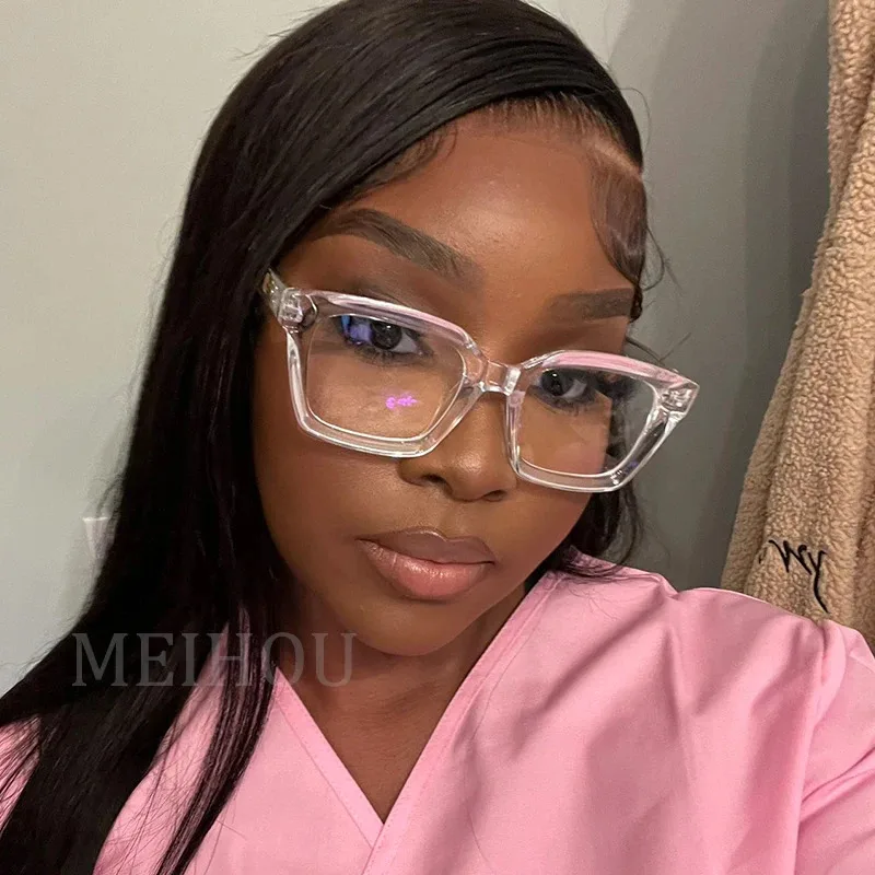 نظارات قراءة مربعة شفافة للجنسين للنساء، إطارات نظارات شمسية كبيرة الحجم مضادة للضوء الأزرق للرجال