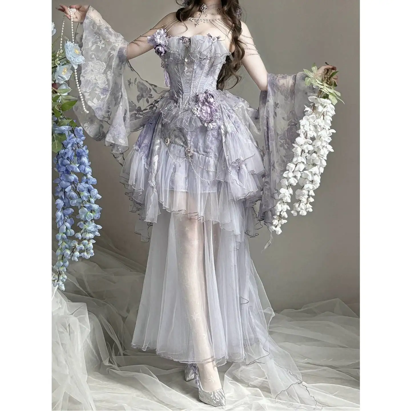 Violet Poetry Fog Lolita Dress Cla Style Princess Dress Adult Ceremony Elegant Dreamy Purple Birthday Party Evening Dress view 3