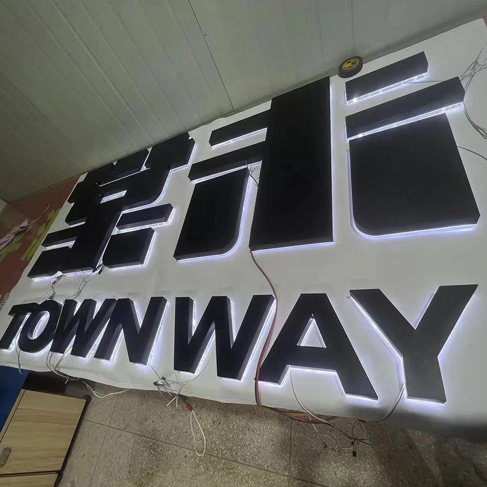 

Stainless Steel Halo Lighting Signage Custom Made Store Signs Outside Backlit LettersLED Channel Letter Signs Manufacturer