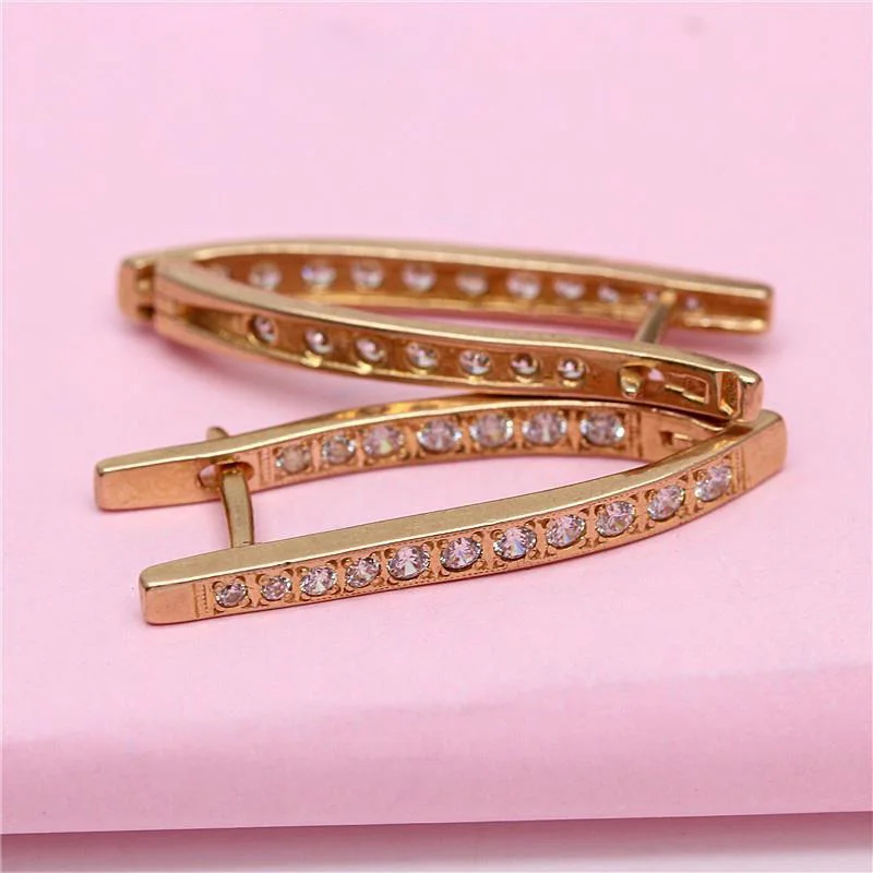 Brincos de cristal embutidos 14k banhado a ouro rosa para mulheres, brincos de geometria, linha única, roxo, joias elegantes, 585