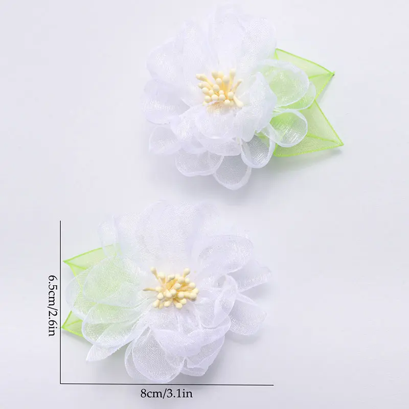 2Pcs Sweet Chiffon Flower Hair Clip Lovely Hairpins Boutique Barrettes Headwear Handmade Kids Hair Accessories