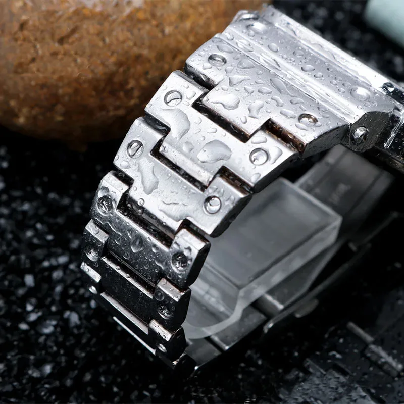 Ремешок для часов из нержавеющей стали для Casio GMW-B5000 GM-B2100 GMB2100 GMC-B2100 MRG-B2100D, черный золотой металлический браслет для мужчин