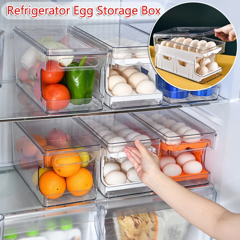 

Slide Type Refrigerator Egg Storage Box Transparent Egg Container Egg Fresh-keeping Box Egg Holder Kitchen Food Container