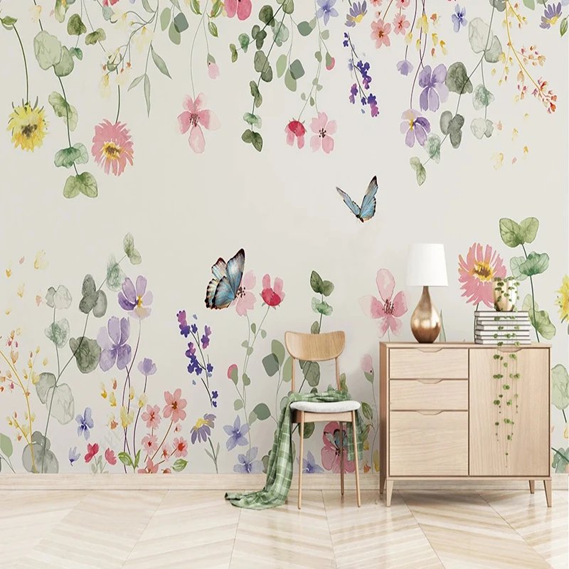 Custom 3D Photo Wallpaper Nordic Modern Simple Fresh Pink Flowers Mural Living Room Bedroom Kids Room Wall Papers Home Decor