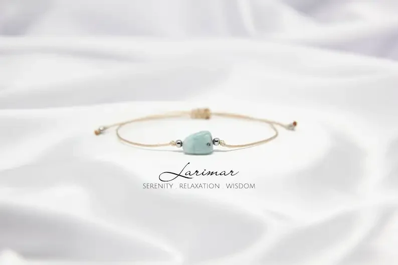 Mavi Lalimah bilezik aksesuar doğal kristal bilezik nisan doğum günü taş ayarlanabilir dize bilezik