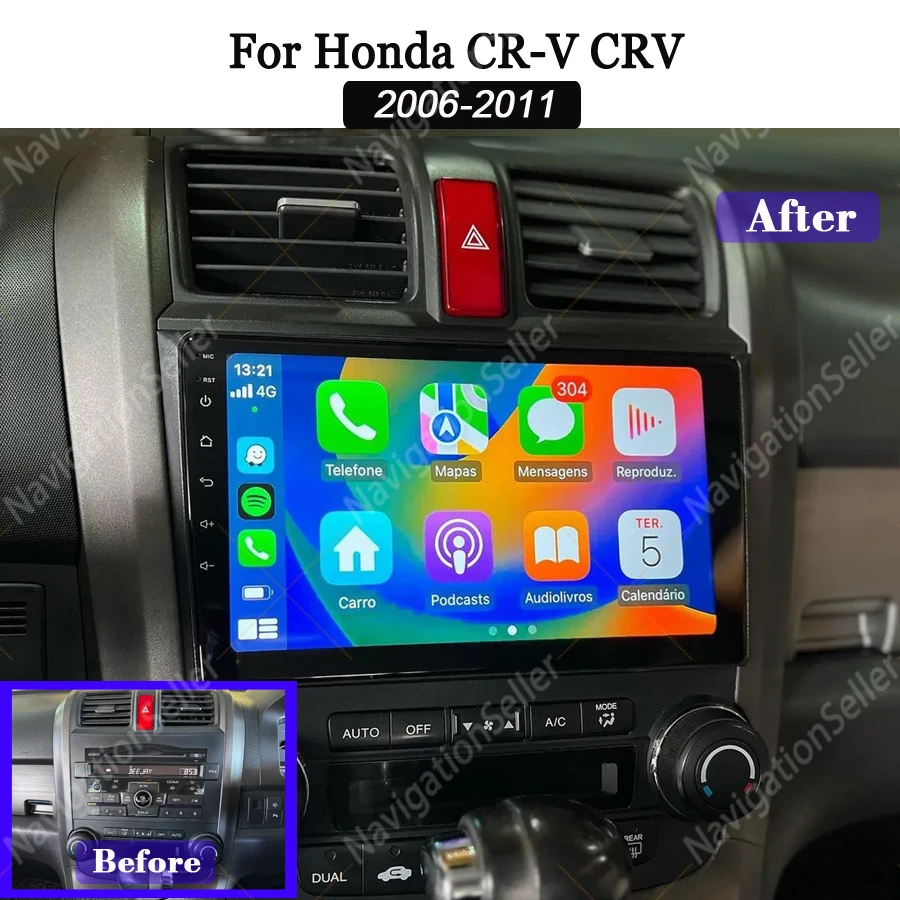

Android 13 Carplay Car Radio For Honda CRV CR-V 2006 - 2011 Multimedia Video Player Gps Navigation Head Unit Touch Screen Wifi