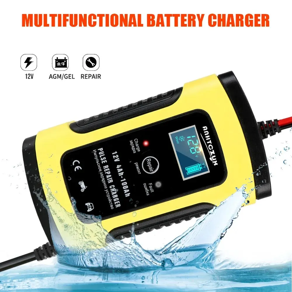 12V 5/6A Intelligent Car Motorcycle Battery Charger Digital LCD Display Lead Acid Battery-Chargers For Motocycle